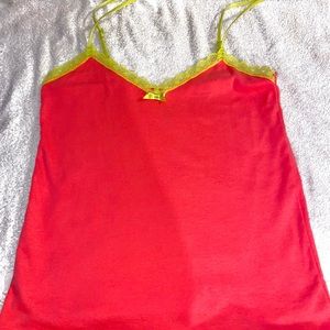 Calvin Klein bright pink tanktop with green straps